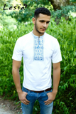 Men's embroidered Karpatska shirt light blue on white