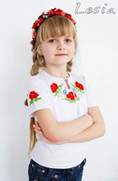 Girls Poppies shirt red on white