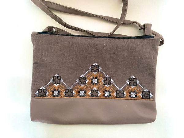 Embroidered Khaki Purse