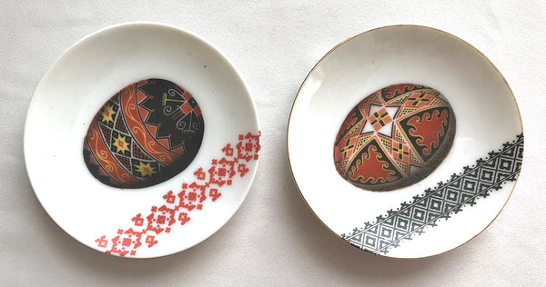 Ceramic Pysanka Plates - set of 2