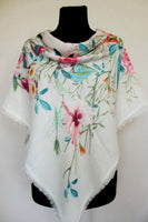 Silky Floral loose-weave Shawl, 38 in