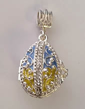 Blue and Yellow Filigree Locket with Tryzub inside