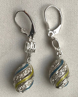 Silver Swirl Pysanka Earrings