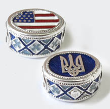 Sterling Silver Ukraine/USA bead (blue)