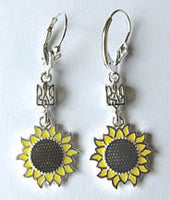 Sunflower Tryzub Earrings (sterling silver)