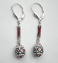 Pysanka Dangle Earrings (red, sterling silver)