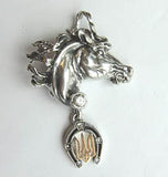 Horse with Horseshoe Tryzub (sterling silver and 14K)