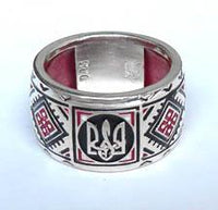 Vyshyvanka Red Enamel Tryzub Ring
