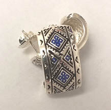 Vyshyvanka Earrings in Sterling - Silver Blue Design