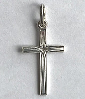Silver Etched Cross 1"