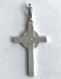 Silver Starburst Cross with 14K Tryzub 1 3/4"