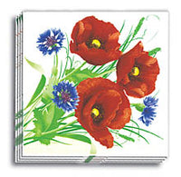 Poppies and Cornflower Dinner Napkins 13x13 in.