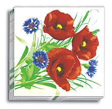 Poppies and Cornflower Dinner Napkins 13x13 in.