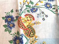 Machine-Embroidered Floral and Chick Servetka