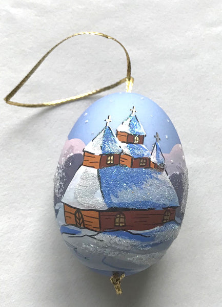 Ukrainian Village Pysanka Ornament - Glitter