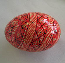 Kosiv Style Wooden Pysanky - Red