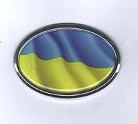 Oval Bezel Ukrainian Flag Decal