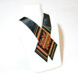 Black Cross Tie - Multicolor Embroidery