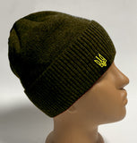 Olive Knit Hat with Tryzub Logo