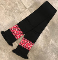 Black Ukrainian Embroidery Design Knit Scarf