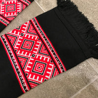 Black Ukrainian Embroidery Design Knit Scarf