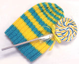 Blue-Yellow Knitted Cap with Pop