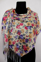 Cream Floral Shawl 71x28