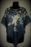 Silky Floral loose-weave Shawl, 38 in