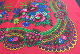 Red Acrylic Floral Shawl 30 in