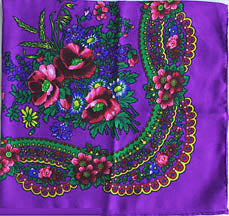 Purple acryllic floral shawl 30 in.