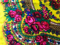 Medium Acrylic Fringed Shawl, Bright Yellow 50 in.