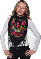 Medium Acrylic Fringed Shawl, Black 50 in.