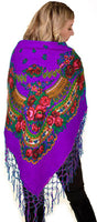 Medium Acrylic Fringed Shawl, Purple 50 in.