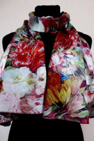 Silky Floral Chiffon Scarf 19 x 60 in