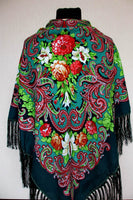 Shades of Green Floral Shawl 48 in.