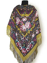 Floral Shawl in Mustard 55 in.