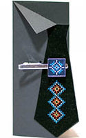 Blue Embroidered Tie Clip