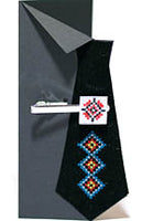 White Embroidered Tie Clip