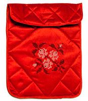 Notebook Flap Pouch - Red  Black & White Floral Design