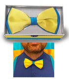 Blue-Yellow Satin Bow Tie