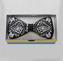 Black/White Embroidered Bow Tie