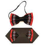 Boys Bow Tie - Black , Red and White embr.