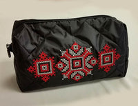 Cross Stitch Embroidered Quilted Cosmetic Case