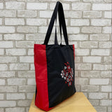 Black/Red Nylon Tote with Embroidery Design