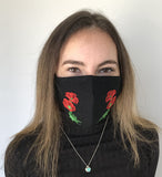 Black with Poppies - face mask