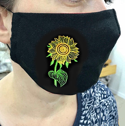 Ukrainian face masks, sunflower, black
