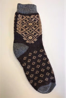 Brown Embroidery Men's Wool Socks