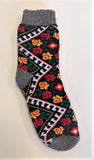Bukovynska Zigzag Floral Ladies Wool Socks