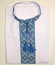 Mens Handmade Blue Embroidered Shirt