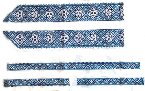 Blue Embroidery Panels for Men's Shirt.